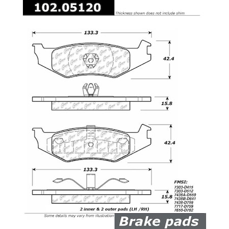 Centric Parts CTEK Brake Pads, 102.05120 102.05120